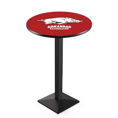 L217 University of Arkansas 42' Tall - 36' Top Pub Table w/ Black Wrinkle Finish