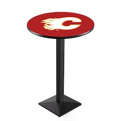 L217 Calgary Flames 42' Tall - 36' Top Pub Table w/ Black Wrinkle Finish (9378)