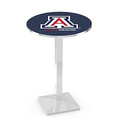 L217 University of Arizona 42' Tall - 36' Top Pub Table w/ Chrome Finish