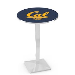 L217 University of California 42" Tall - 36" Top Pub Table with Chrome Finish
