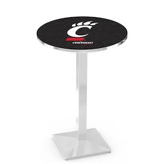 L217 University of Cincinnati 42' Tall - 36' Top Pub Table w/ Chrome Finish