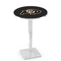 L217 University of Colorado 42" Tall - 36" Top Pub Table with Chrome Finish