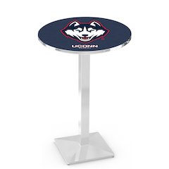 L217 University of Connecticut 42' Tall - 36' Top Pub Table w/ Chrome Finish