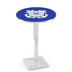 L217 United States Coast Guard 42' Tall - 36' Top Pub Table w/ Chrome Finish