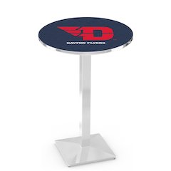 L217 University of Dayton 42" Tall - 36" Top Pub Table with Chrome Finish