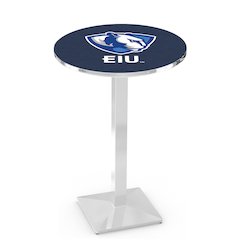 L217 Eastern Illinois University 42' Tall - 36' Top Pub Table w/ Chrome Finish