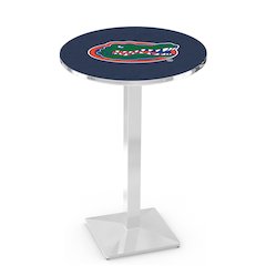 L217 University of Florida 42' Tall - 36' Top Pub Table w/ Chrome Finish