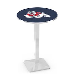 L217 Fresno State University 42" Tall - 36" Top Pub Table with Chrome Finish