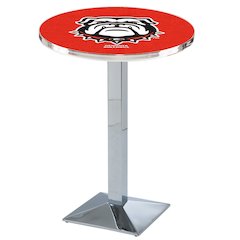 L217 University of Georgia (Bulldog)  42' Tall - 36' Top Pub Table w/ Chrome Finish