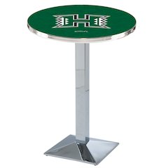 L217 University of Hawaii 42' Tall - 36' Top Pub Table w/ Chrome Finish