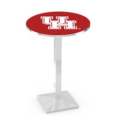 L217 University of Houston 42" Tall - 36" Top Pub Table with Chrome Finish