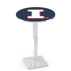 L217 University of Illinois 42" Tall - 36" Top Pub Table with Chrome Finish