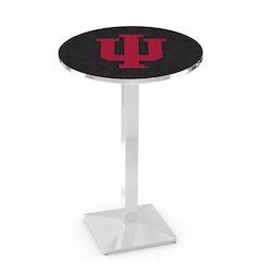 L217 Indiana University 42" Tall - 36" Top Pub Table with Chrome Finish