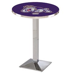 L217 James Madison University 42' Tall - 36' Top Pub Table w/ Chrome Finish
