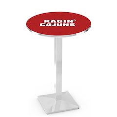 L217 University of Louisiana at Lafayette 42" Tall - 36" Top Pub Table with Chrome Finish