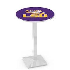 L217 Louisiana State University 42" Tall - 36" Top Pub Table with Chrome Finish