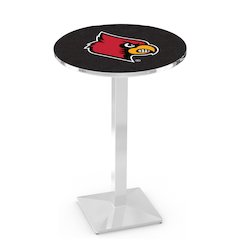 L217 University of Louisville 42' Tall - 36' Top Pub Table w/ Chrome Finish