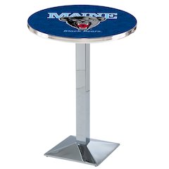 L217 University of Maine 42" Tall - 36" Top Pub Table with Chrome Finish