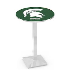 L217 Michigan State University 42" Tall - 36" Top Pub Table with Chrome Finish