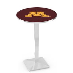L217 University of Minnesota 42" Tall - 36" Top Pub Table with Chrome Finish