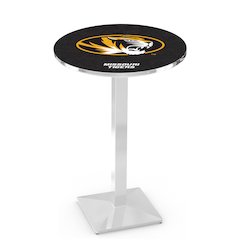 L217 University of Missouri 42" Tall - 36" Top Pub Table with Chrome Finish