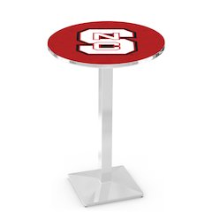L217 North Carolina State University 42' Tall - 36' Top Pub Table w/ Chrome Finish