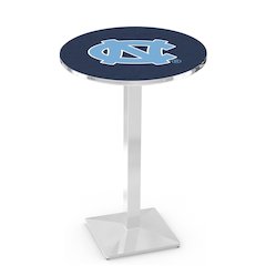 L217 University of North Carolina 42' Tall - 36' Top Pub Table w/ Chrome Finish