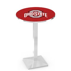 L217 Ohio State University 42' Tall - 36' Top Pub Table w/ Chrome Finish