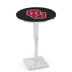 L217 Oklahoma University 42" Tall - 36" Top Pub Table with Chrome Finish