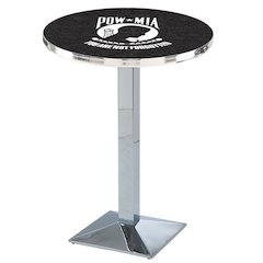 L217 POW/MIA 42" Tall - 36" Top Pub Table with Chrome Finish