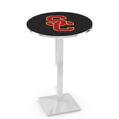 L217 University of Southern California 42" Tall - 36" Top Pub Table with Chrome Finish