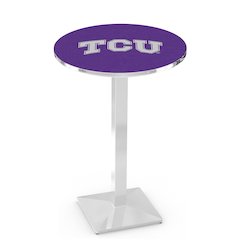 L217 Texas Christian University 42' Tall - 36' Top Pub Table w/ Chrome Finish