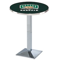 L217 Ohio University 42" Tall - 36" Top Pub Table with Chrome Finish
