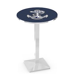 L217 US Naval Academy 42" Tall - 36" Top Pub Table with Chrome Finish