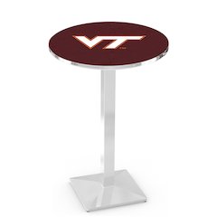 L217 Virginia Tech University 42" Tall - 36" Top Pub Table with Chrome Finish
