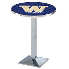 L217 University of Washington 42" Tall - 36" Top Pub Table with Chrome Finish