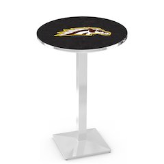 L217 Western Michigan University 42" Tall - 36" Top Pub Table with Chrome Finish