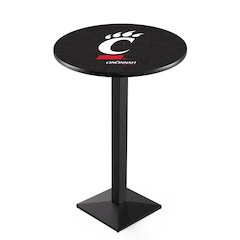 L217 University of Cincinnati 42" Tall - 36" Top Pub Table with Black Wrinkle Finish