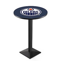 L217 Edmonton Oilers 42" Tall - 36" Top Pub Table with Black Wrinkle Finish (9620)