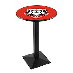 L217 University of Georgia (Bulldog)  42" Tall - 36" Top Pub Table with Black Wrinkle Finish