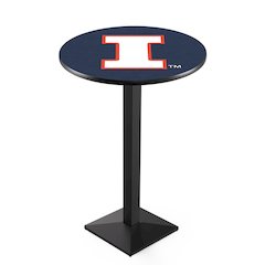 L217 University of Illinois 42' Tall - 36' Top Pub Table w/ Black Wrinkle Finish