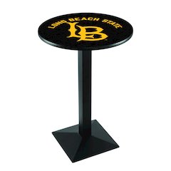 L217 Long Beach State University 42' Tall - 36' Top Pub Table w/ Black Wrinkle Finish