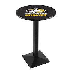 L217 Michigan Tech University 42" Tall - 36" Top Pub Table with Black Wrinkle Finish
