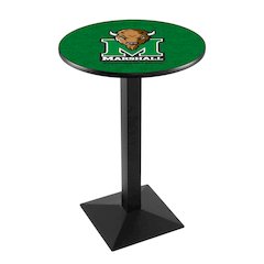 L217 Marshall University 42" Tall - 36" Top Pub Table with Black Wrinkle Finish