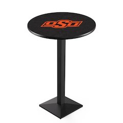 L217 Oklahoma State University 42" Tall - 36" Top Pub Table with Black Wrinkle Finish
