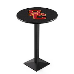 L217 University of Southern California 42' Tall - 36' Top Pub Table w/ Black Wrinkle Finish