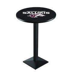L217 Southern Illinois University 42" Tall - 36" Top Pub Table with Black Wrinkle Finish