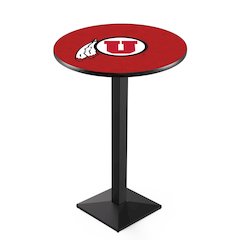 L217 University of Utah 42' Tall - 36' Top Pub Table w/ Black Wrinkle Finish