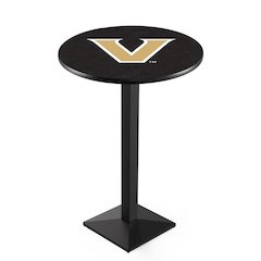 L217 Vanderbilt University 42" Tall - 36" Top Pub Table with Black Wrinkle Finish