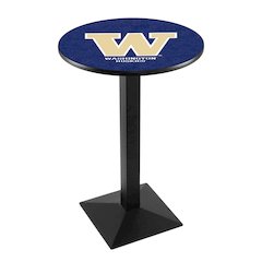 L217 University of Washington 42' Tall - 36' Top Pub Table w/ Black Wrinkle Finish